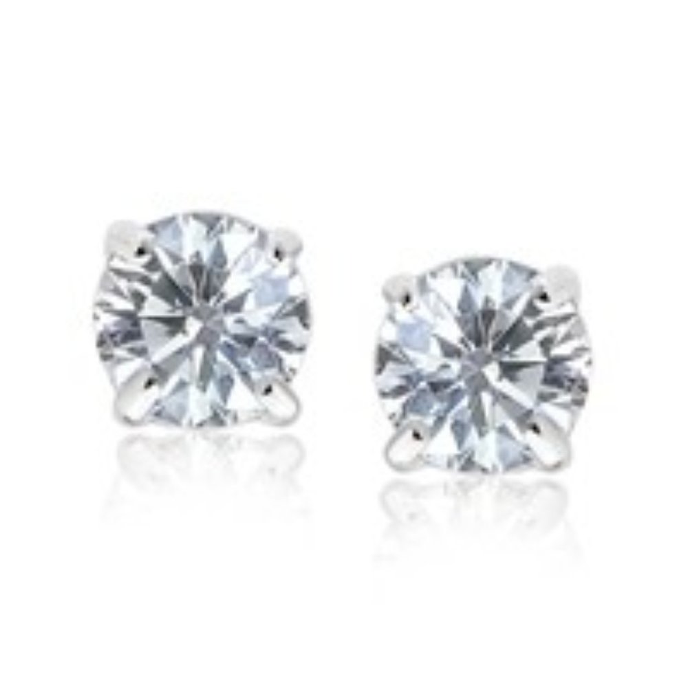 Faceted 3mm White Cubic Zirconia Stud Earrings in Sterling Silver